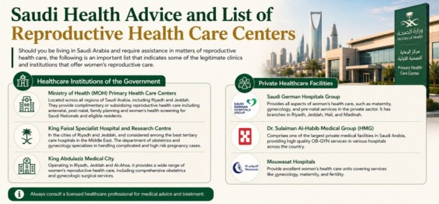 Saudi Health Advice and List of Reproductive Health Care Centers